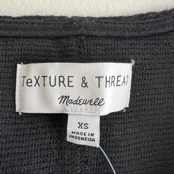 Madewell Black Texture & Thread Button Tie Front Tank Top - Picture 6 of 7